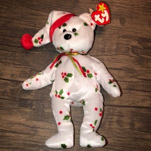 TY Beanie Baby 1998 Holiday Teddy - RETIRED - With Tag Protector and case